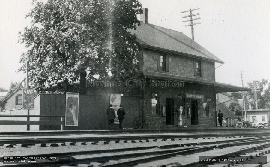 Postcard: Railroad Station, Quincy Adams, Massachusetts